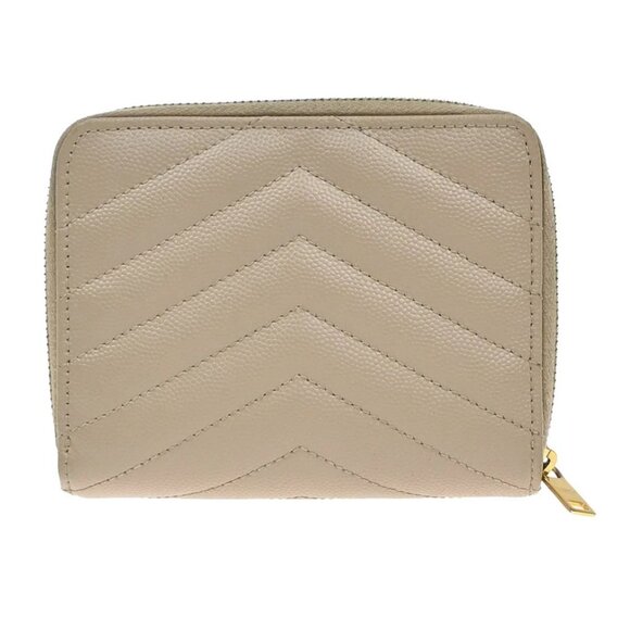 SAINT LAURENT YSL Logo Compact Bifold Wallet Leather Beige 258-082825 - Picture 3 of 15